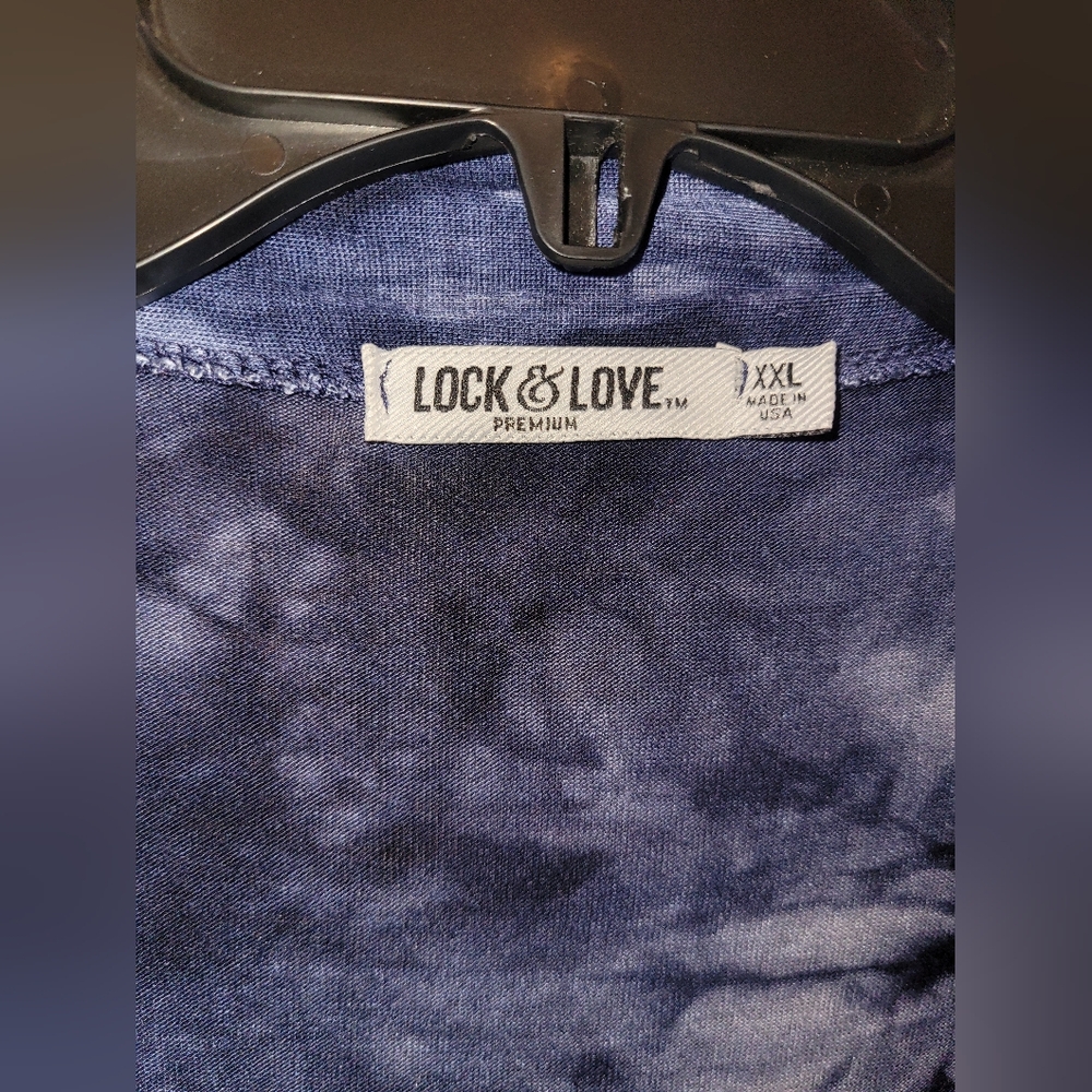 Lock & love navy blue tie dye cardigan women's size XXL - Picture 3 of 5